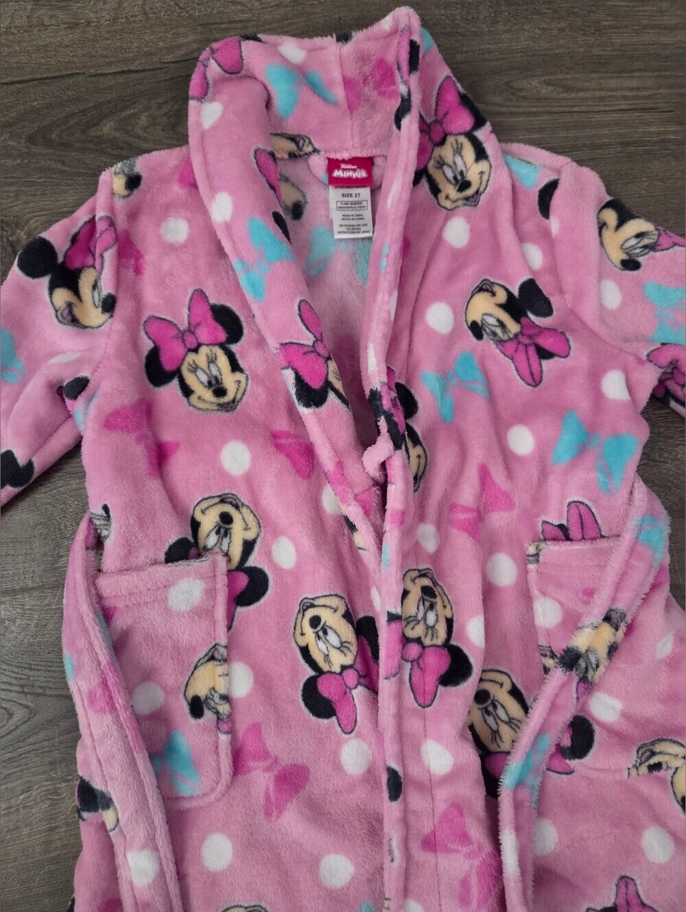 Disney Minnie Mouse Pink Robe Size 2t - Picture 4 of 4